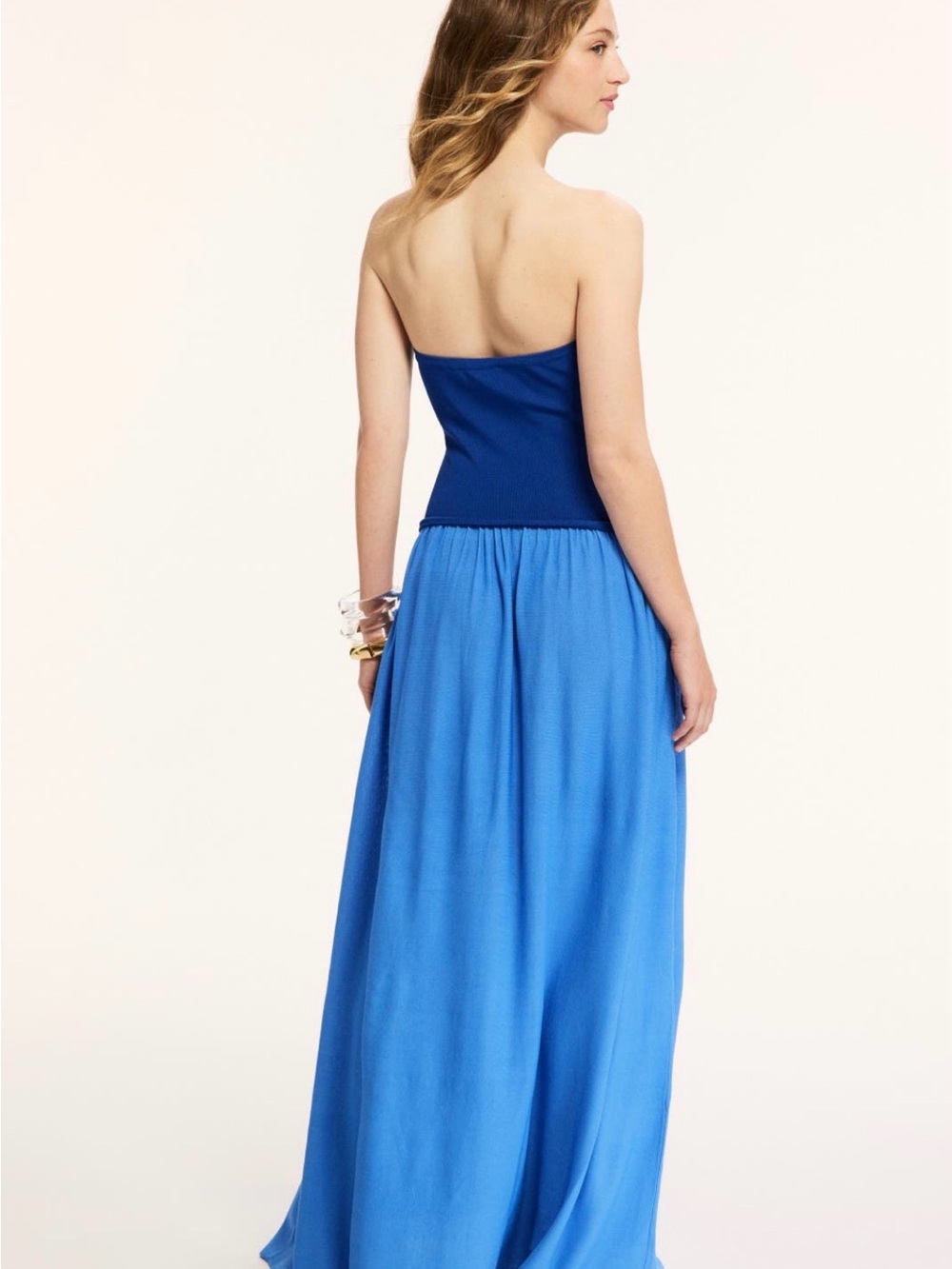 SOLID & STRIPED Two-Tone Blue Strapless Maxi Dress - Picture 2 of 12